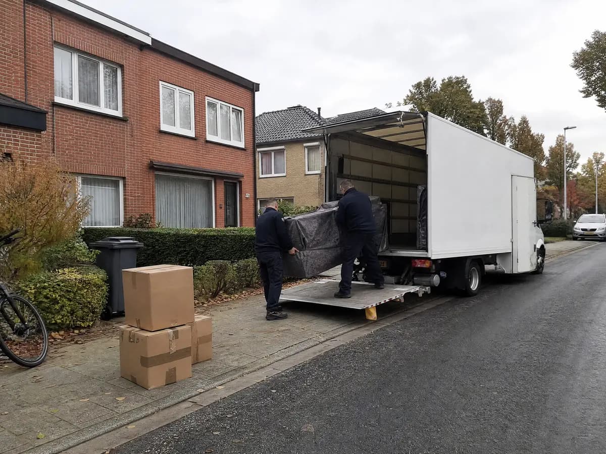 Verhuisfirma Kontich: verhuizers laden een zetel in de verhuiswagen in Kontich