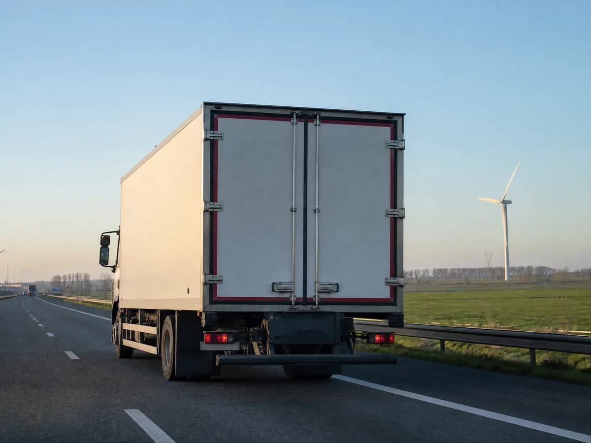 Verhuiswagen op de snelweg tussen Antwerpen en Nederland