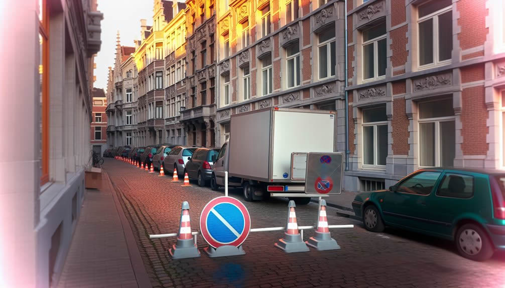 Verhuiswagen geparkeerd in een gereserveerde parkeerzone in Antwerpen
