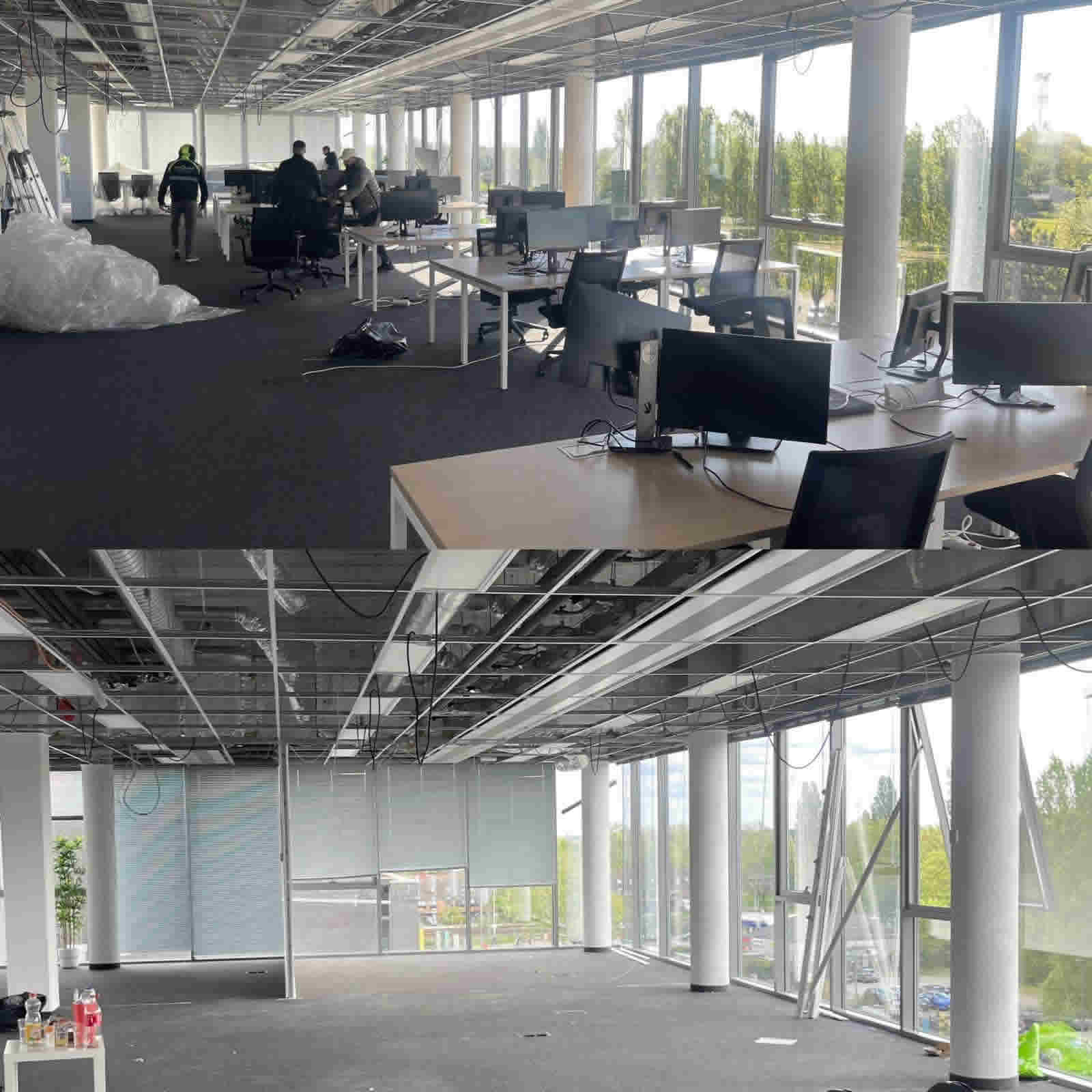 Voor en na kantoor opruiming in Antwerpen – vergaderruimte leegmaken