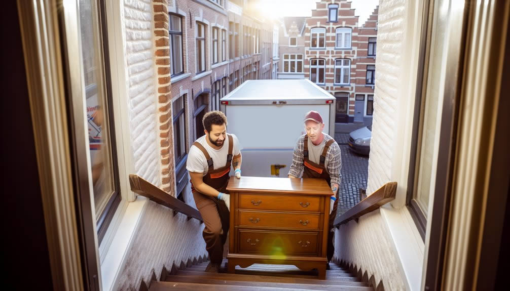 Professionele verhuizers van Antwerpen Verhuizen tijdens een verhuis in Borgerhout