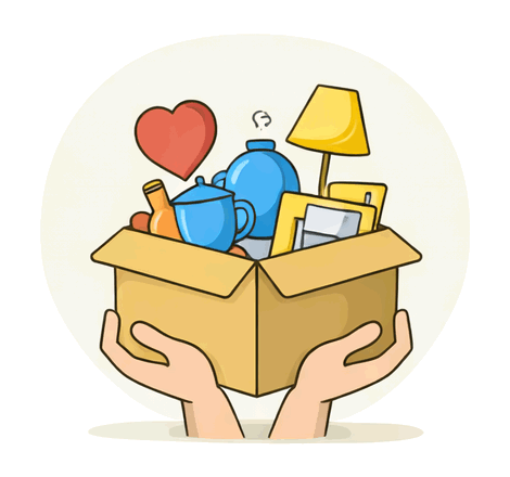 Herbruikbare goederen worden gesorteerd en gedoneerd tijdens inboedelopruiming